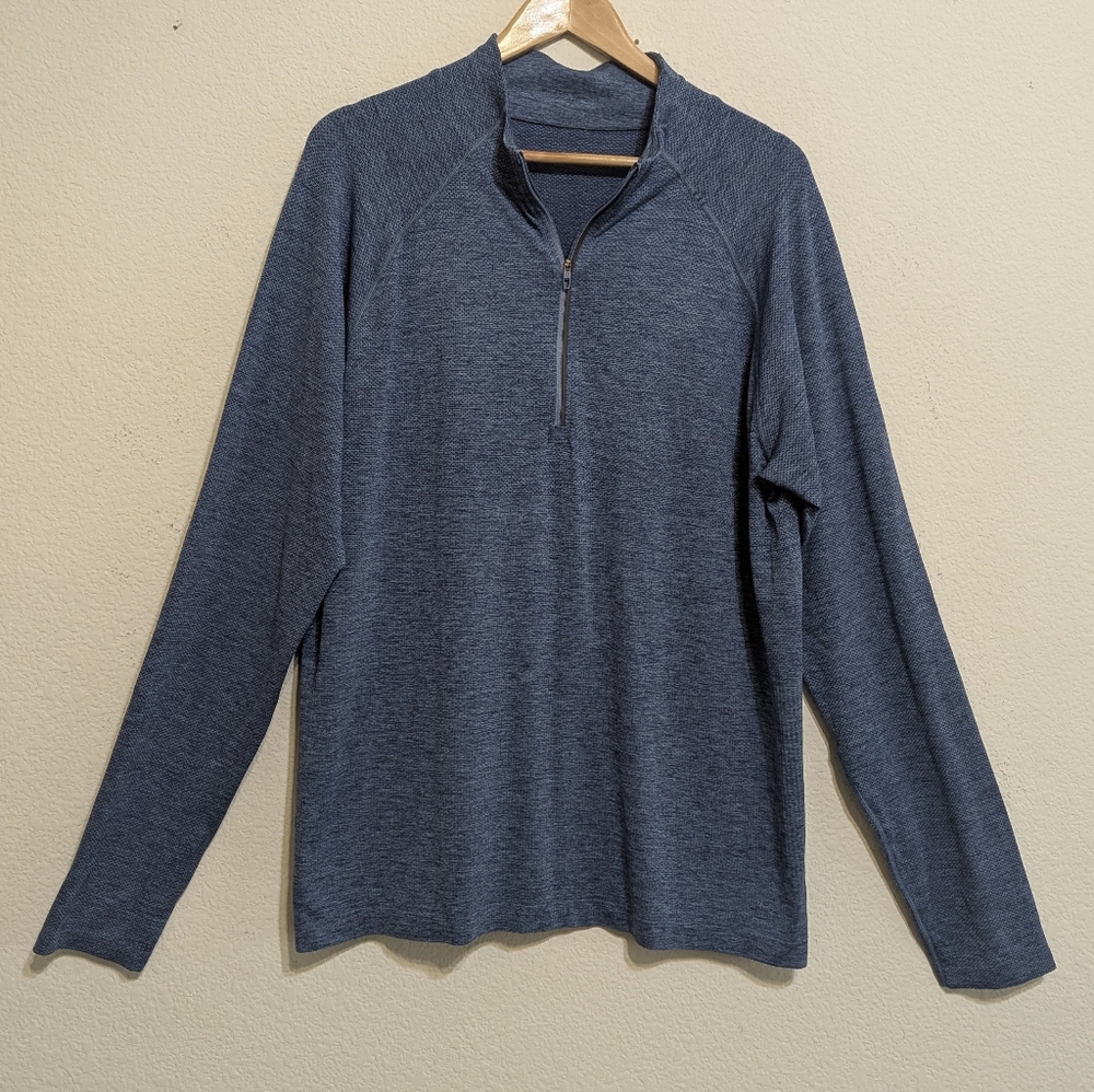 Lululemon Jacket Mens 2XL Blue 1/4 Zip Performance Metal Vent Tech Pullover